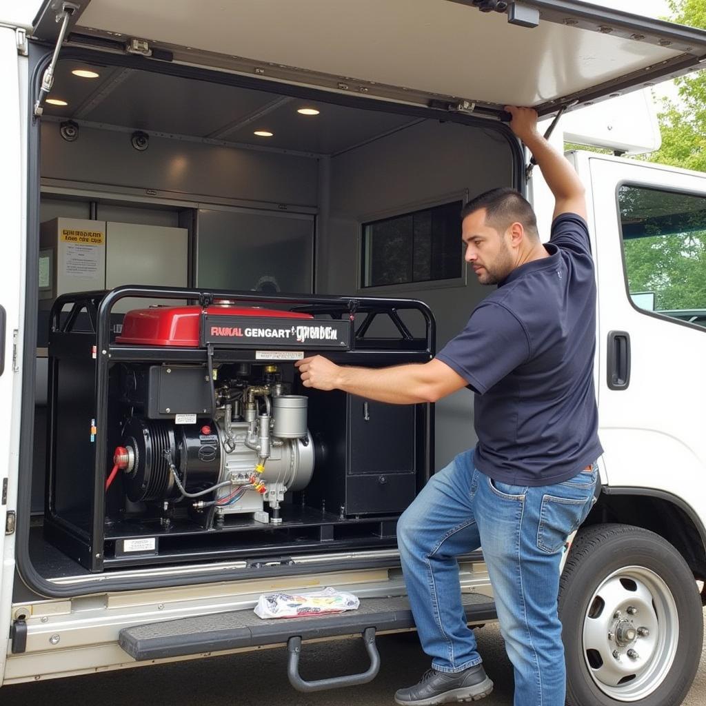 Installing a generator cage in a food truck