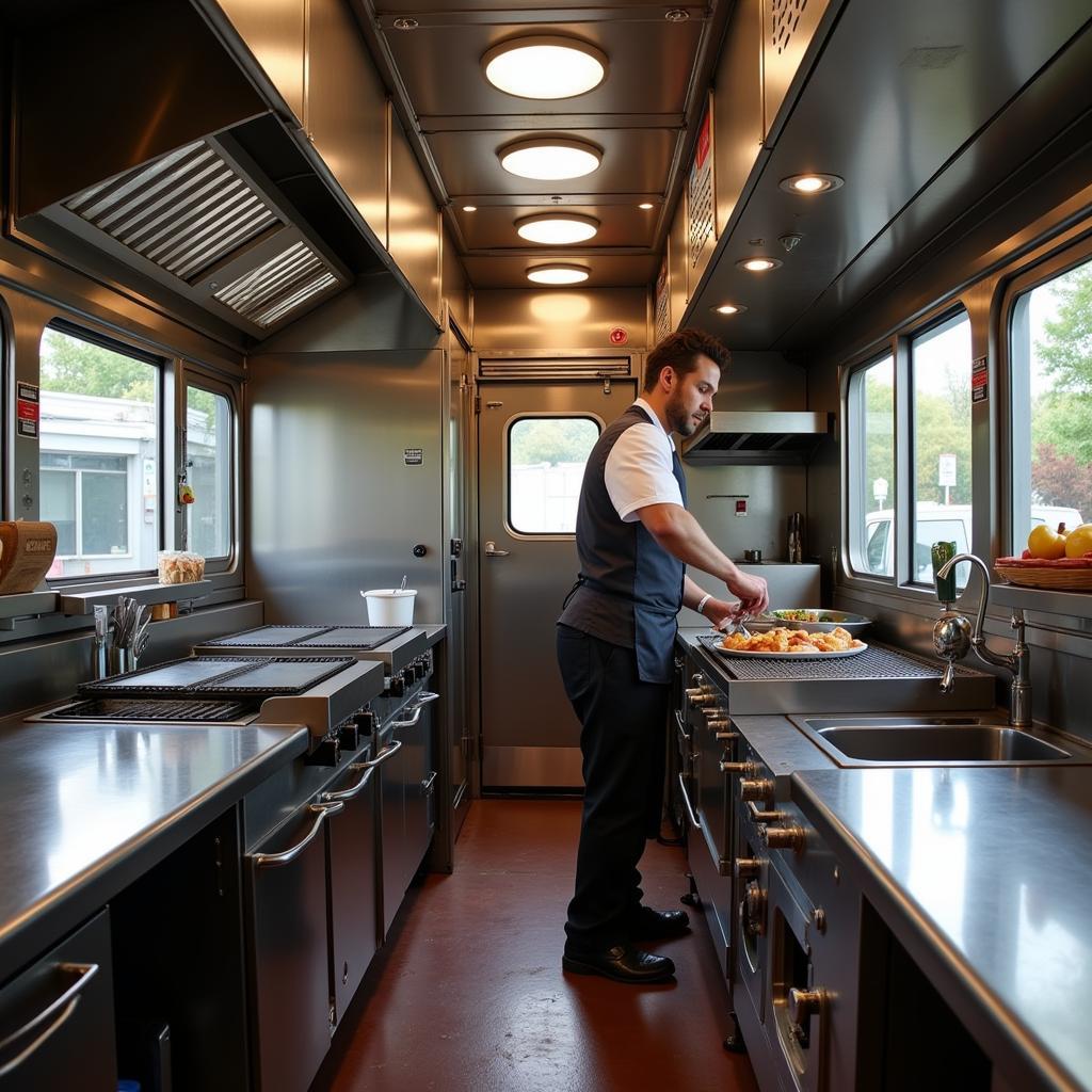 Inside a modern food truck kitchen