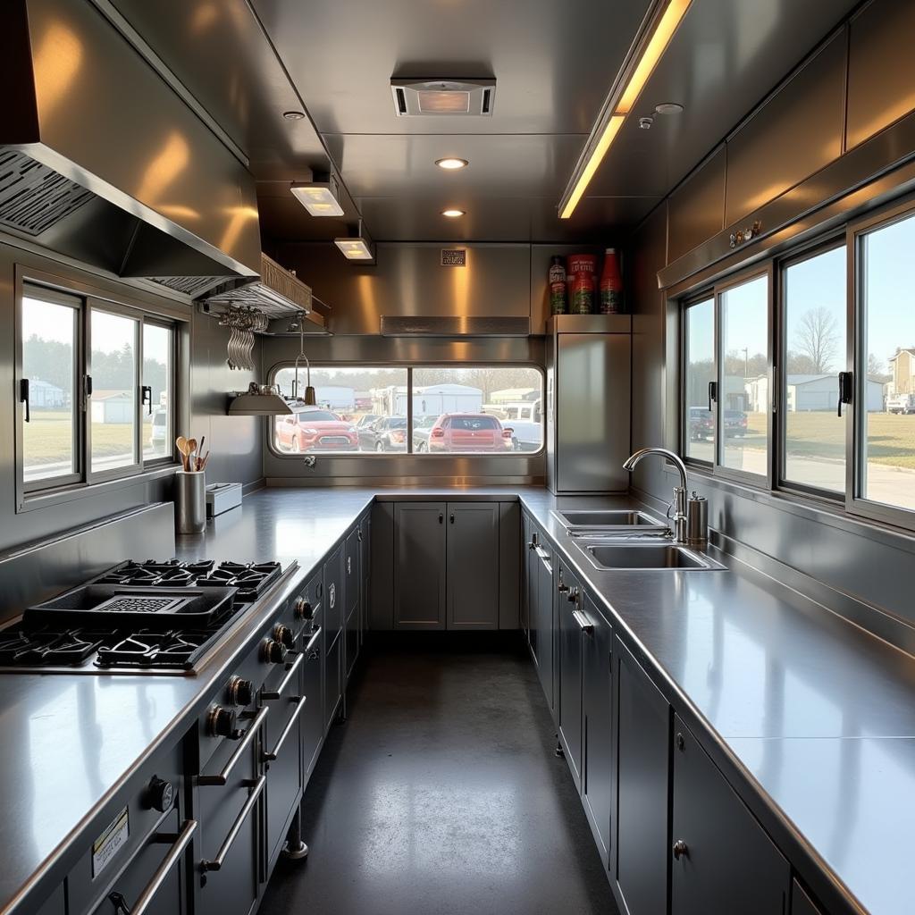 Food truck interior with professional-grade equipment