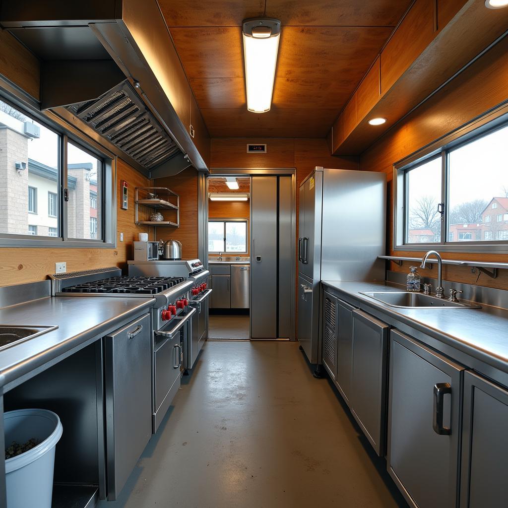 Food Truck Kitchen Layout with Deep Fryer