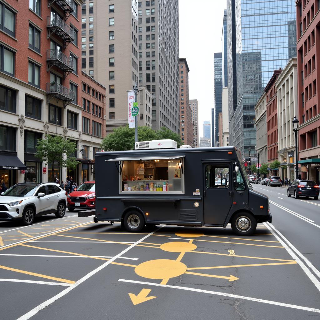 Food Truck Parked in Designated City Spot