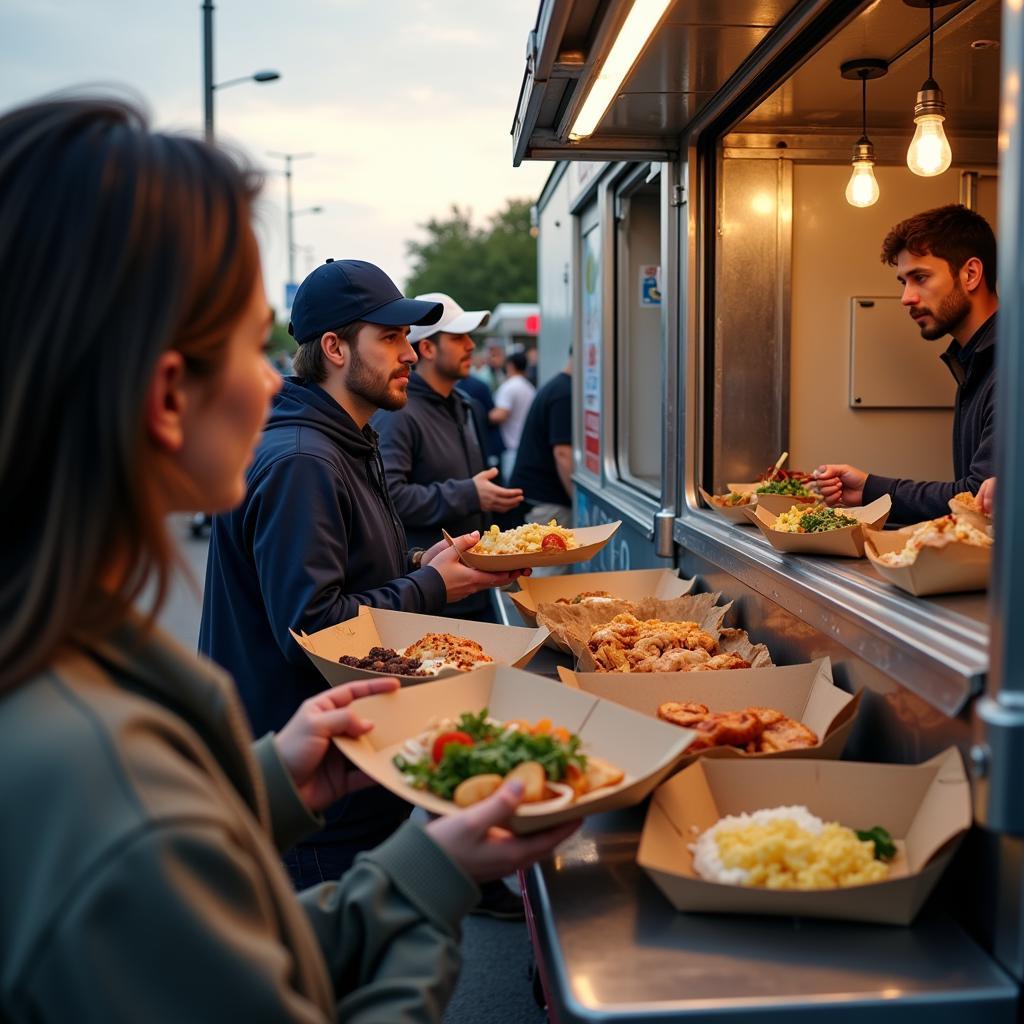 Food Truck Serving with Paper Trays