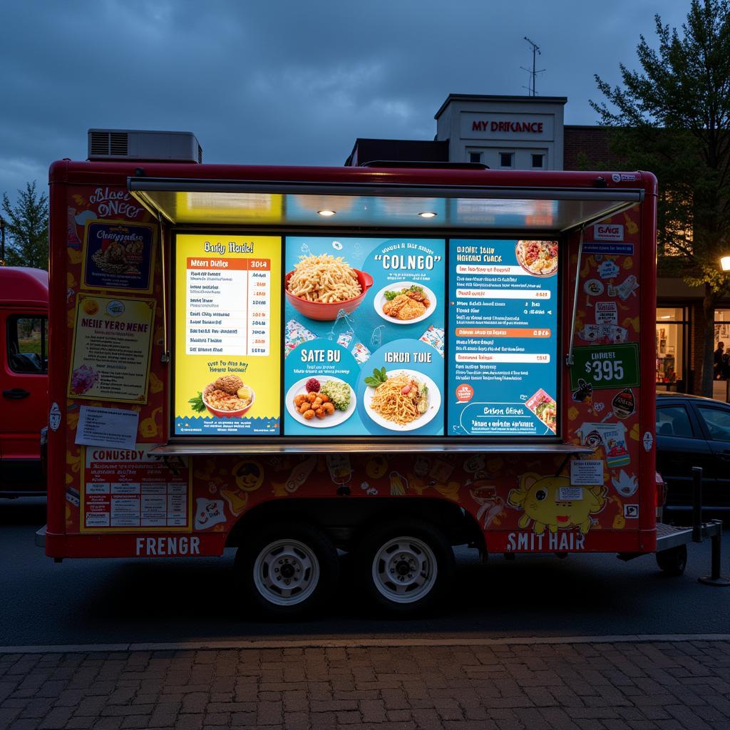 Food truck with a digital menu display case