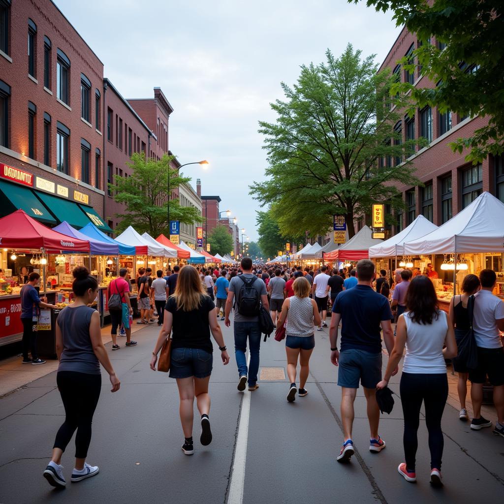 Vibrant Food Trucks Lined Up in Downtown Fort Wayne