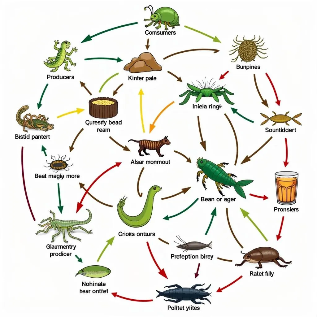 Detailed diagram illustrating a food web