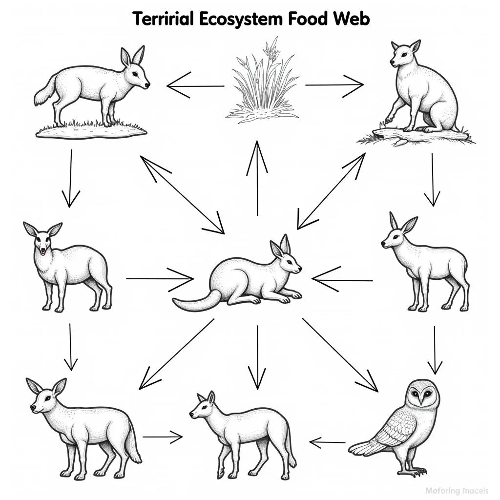 Food Web Worksheet - Terrestrial Ecosystem Example