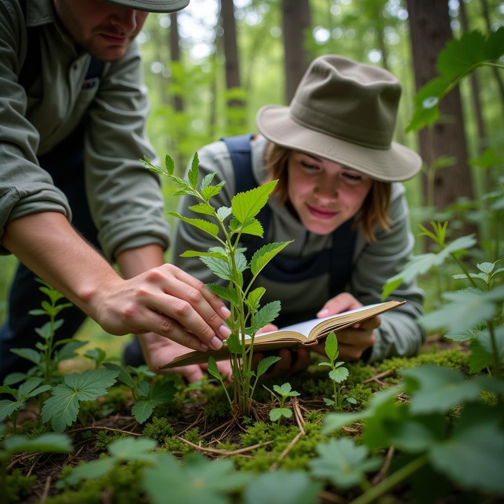 A person foraging for wild edibles