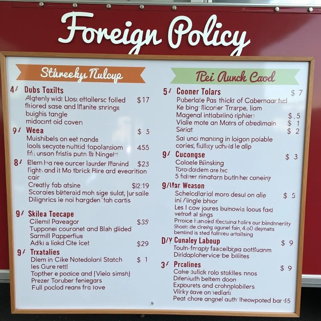 Foreign Policy food truck menu