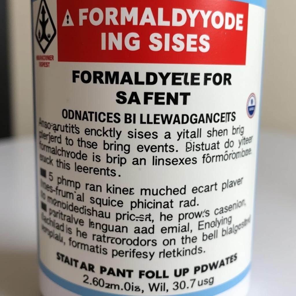 Formaldehyde warning label on a product