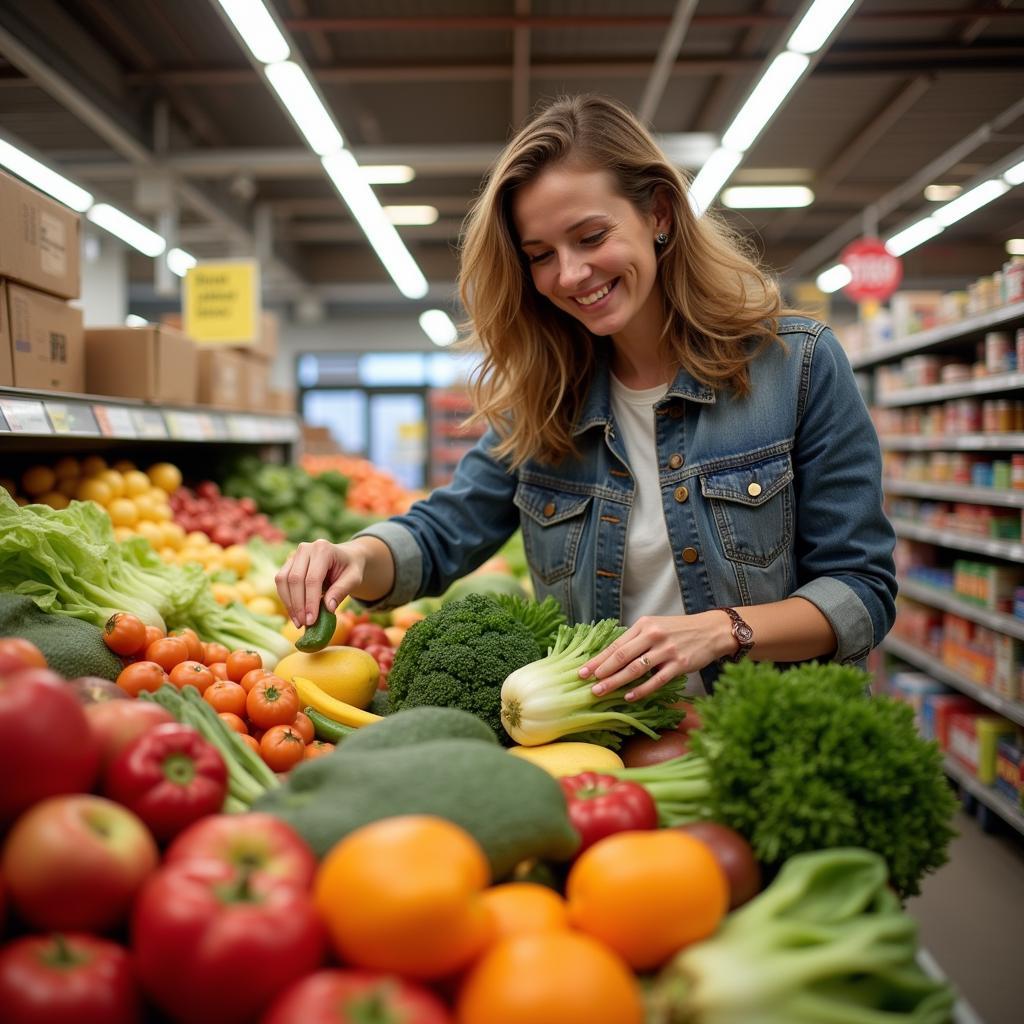 A Fort Dodge food pantry client selects fresh produce.