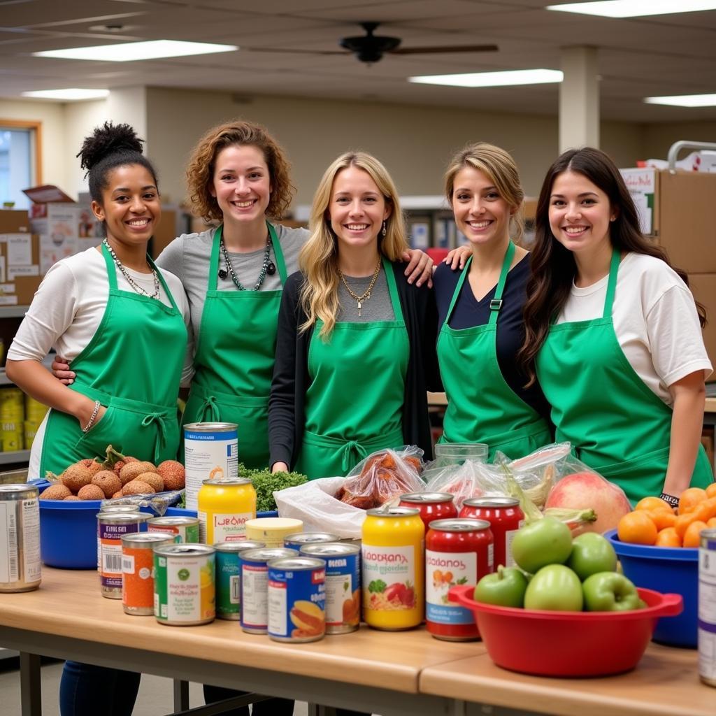 Volunteers at a Fort Dodge food pantry sort and organize donated food items