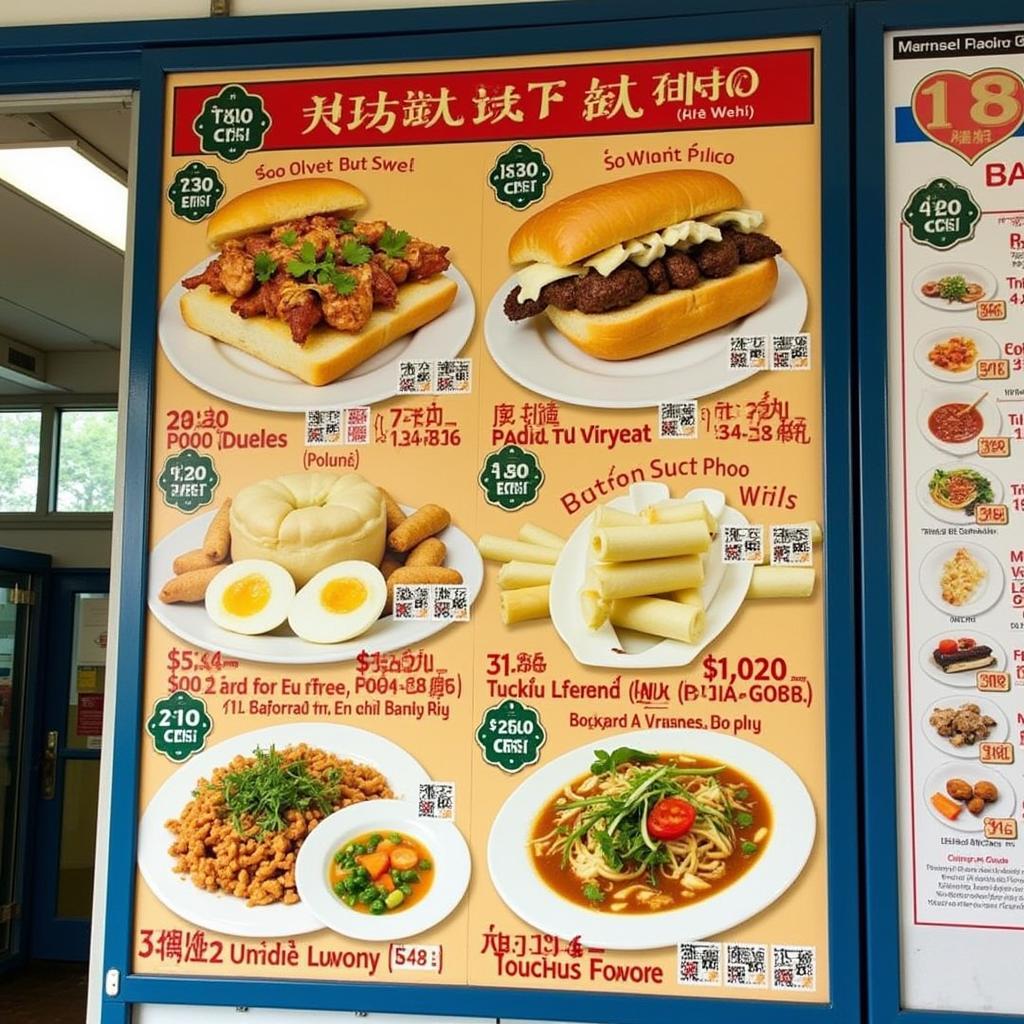 Close-up of the Four Brothers Food Truck menu with various Vietnamese dishes.