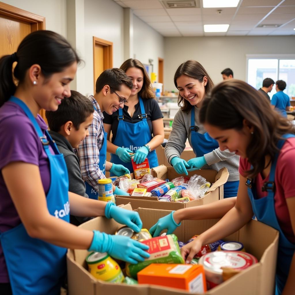 Volunteers organizing donations at the Fox Lake Food Pantry