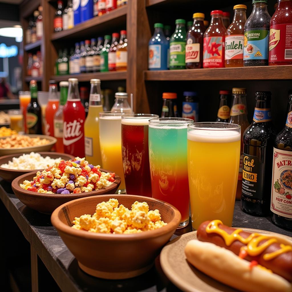 An array of drinks and snacks at the Fox Theater.