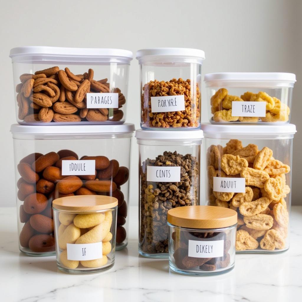 An Organized Pantry with Labeled Containers of Freeze Dried Foods