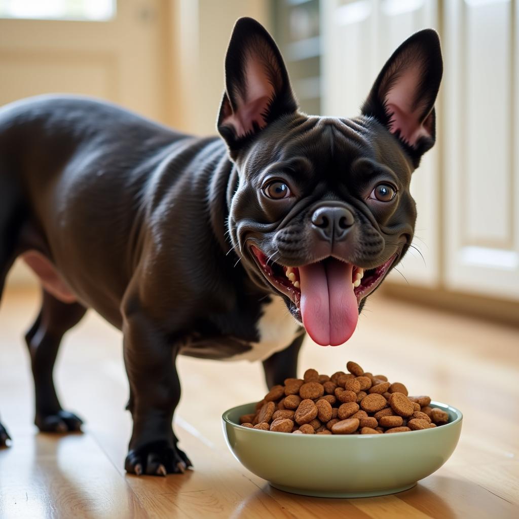 French bulldog enjoying its hypoallergenic food