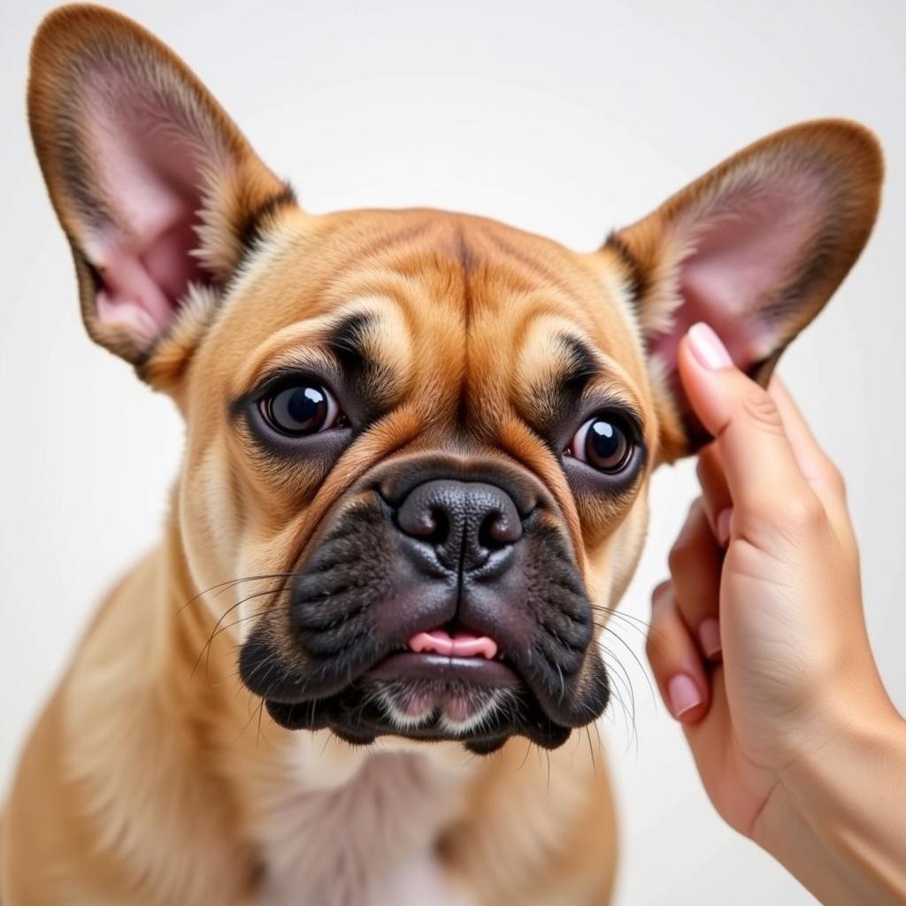 French bulldog scratching its ears due to allergies