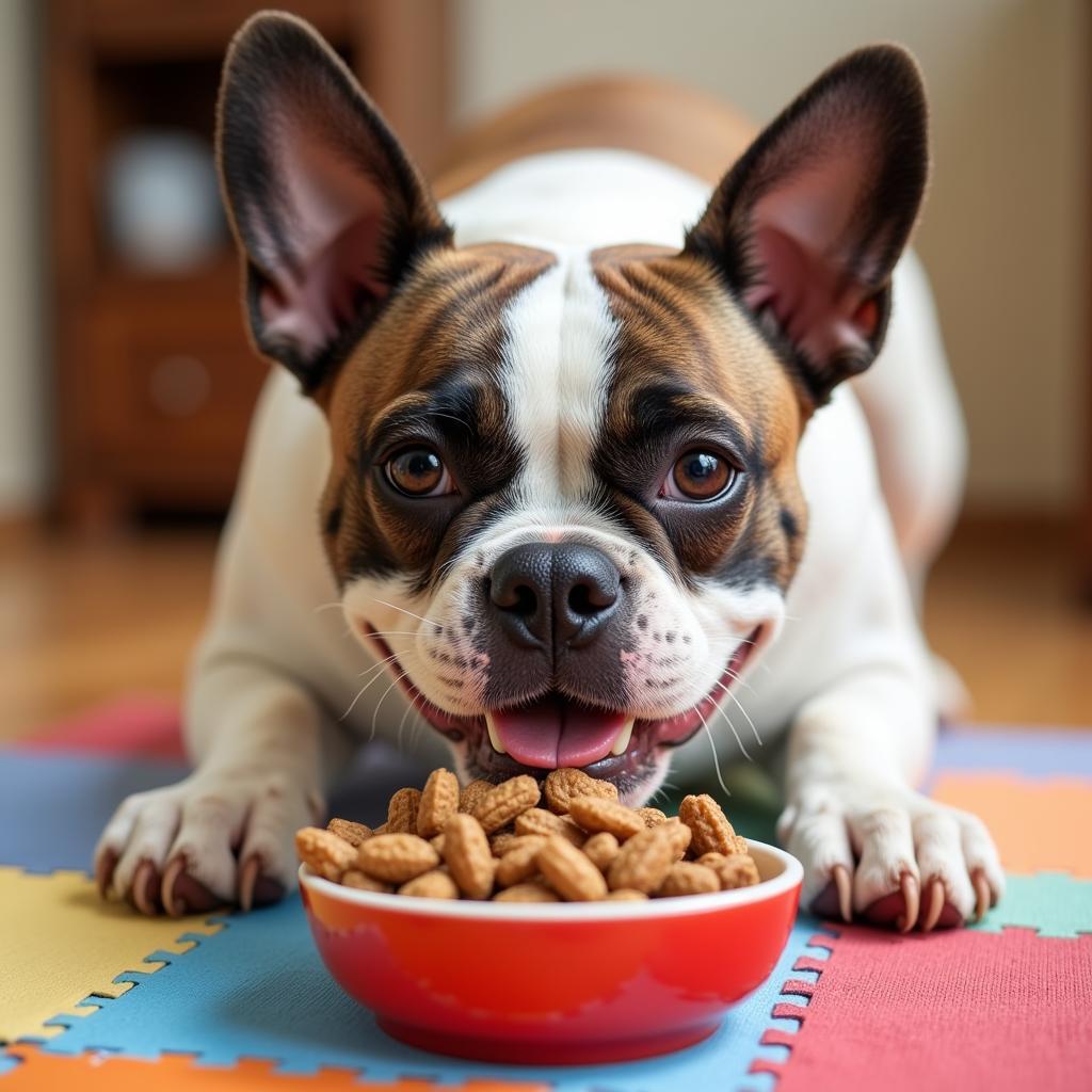 French Bulldog enjoying food formulated for sensitive stomachs