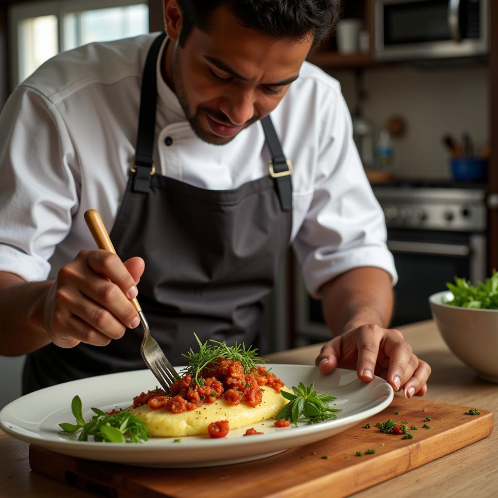 Chef Preparing French Caribbean Cuisine