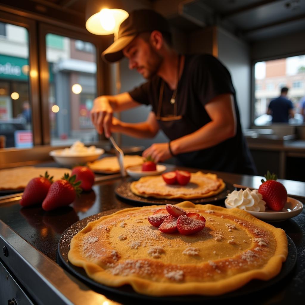 Food Truck Serving Savory and Sweet Crêpes