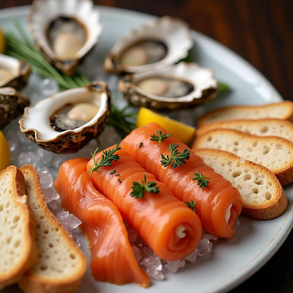 A selection of traditional French New Year's Eve appetizers