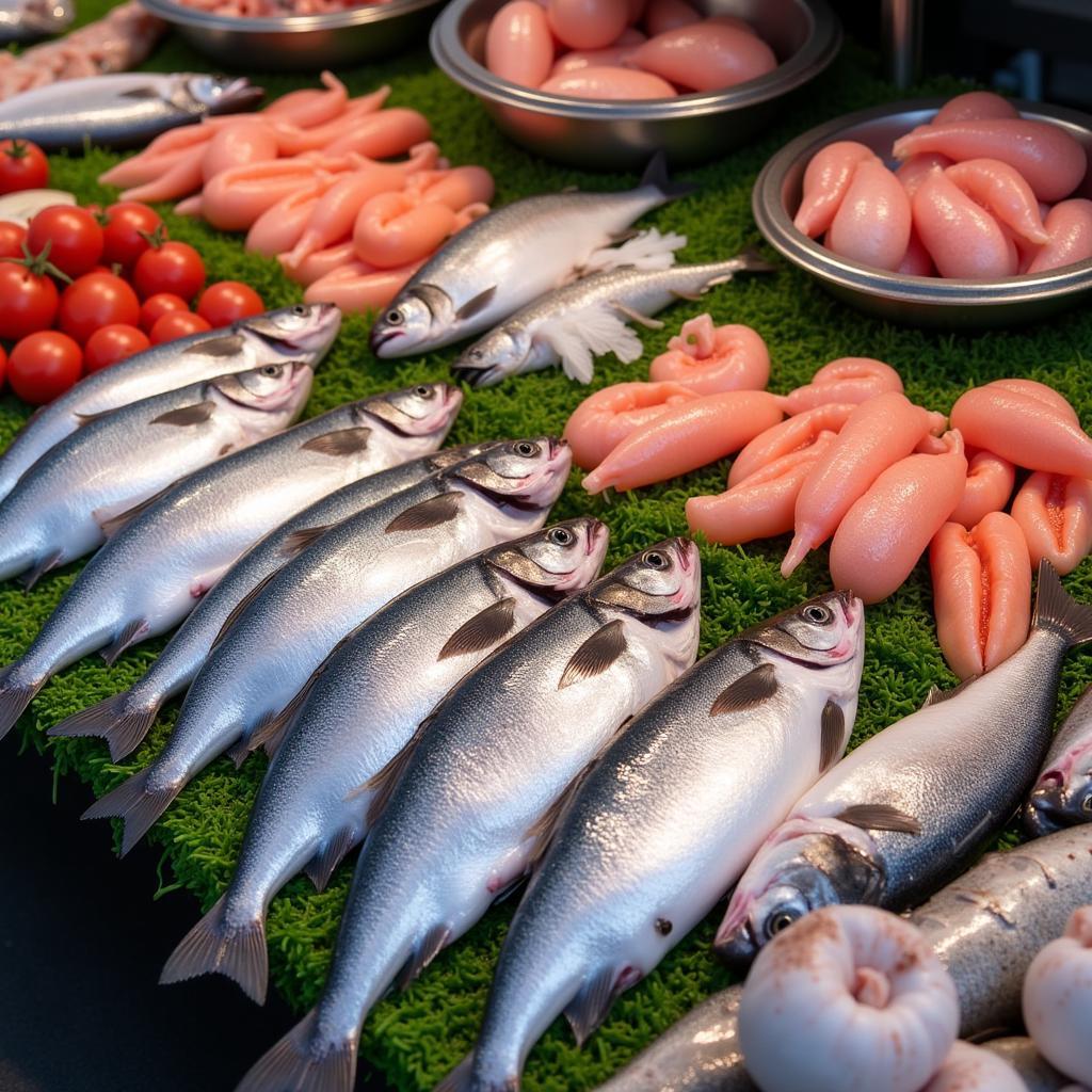 Fresh Icelandic fish on display at a local market