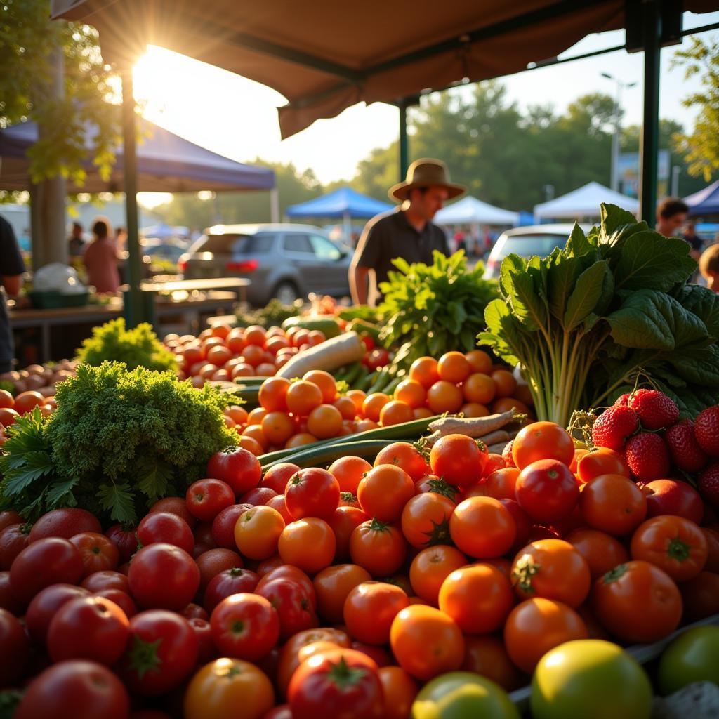 Vibrant Display of Fresh Produce at a Local Farmers Market