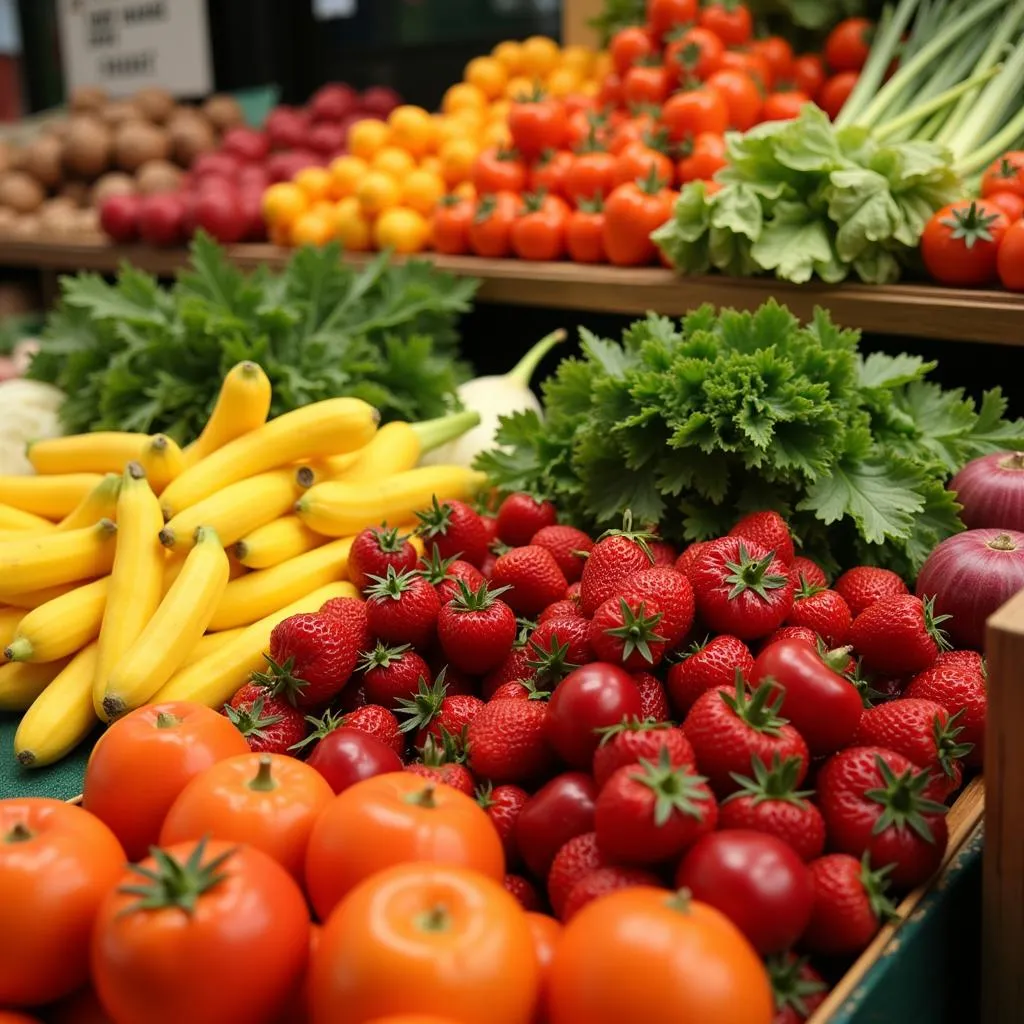 Fresh produce at a Euro food market