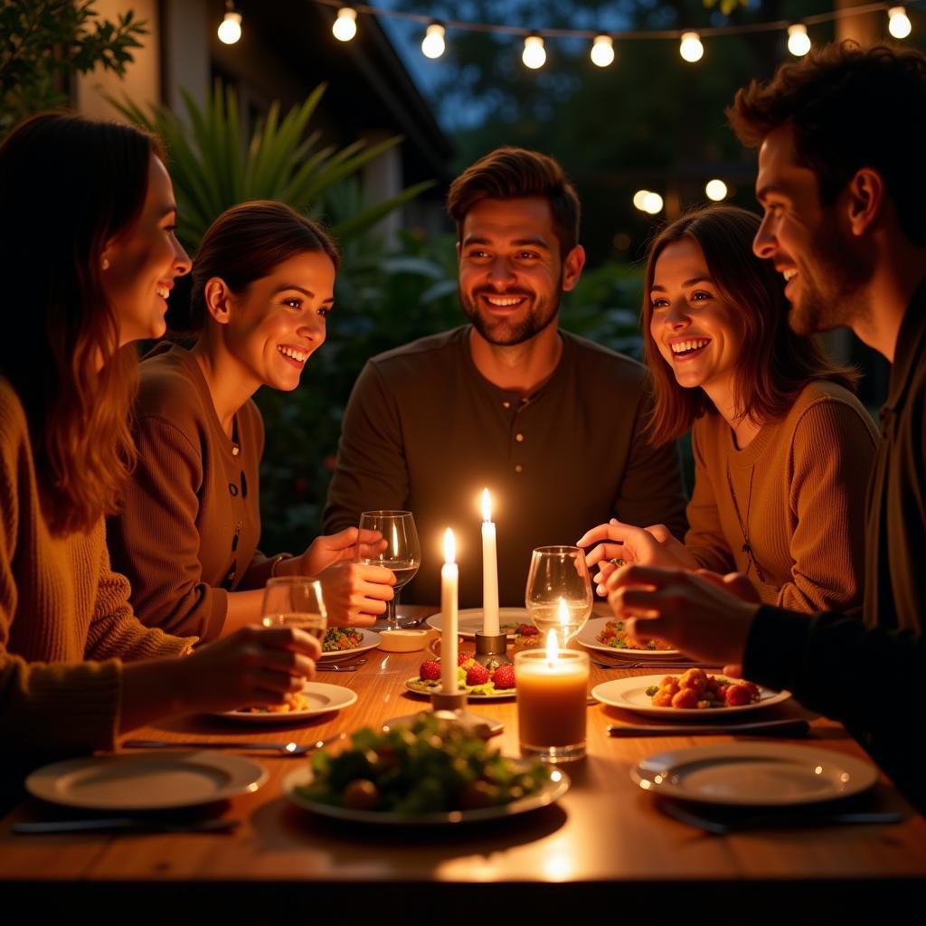 Friends Sharing a Lyrical Meal