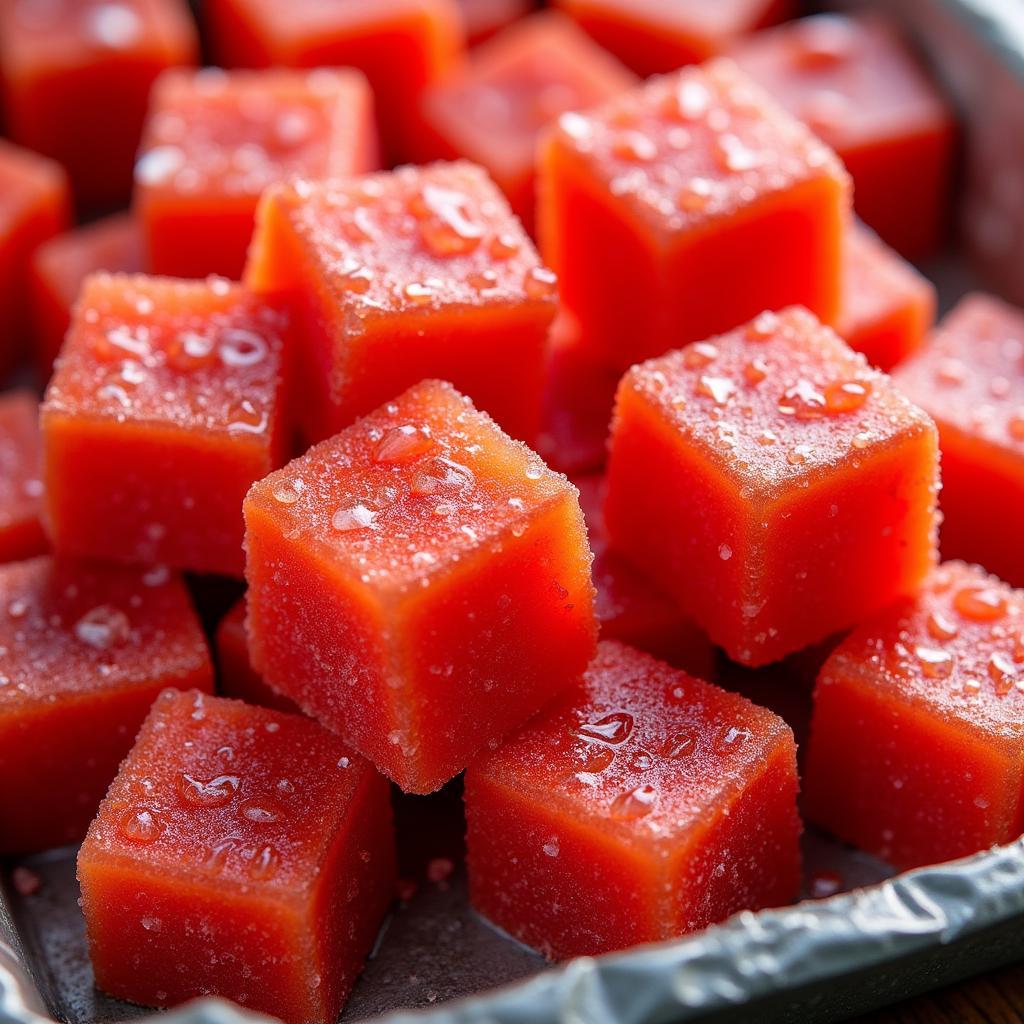 Frozen Fish Food Cubes in Tray