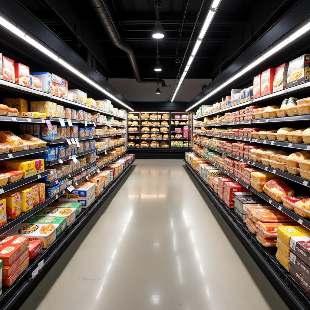 Aisle of family frozen foods in a Pascagoula supermarket