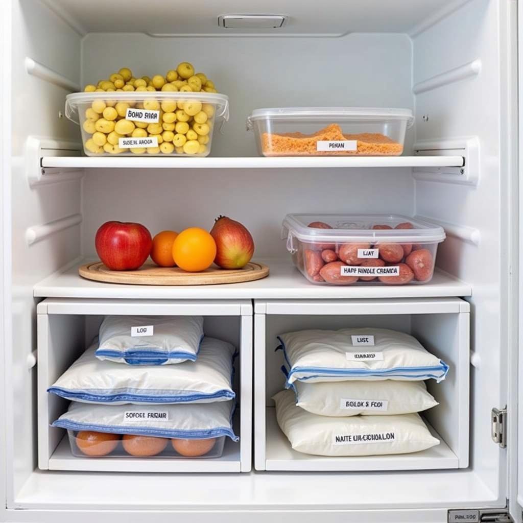 Proper storage of marketplace frozen food in a freezer