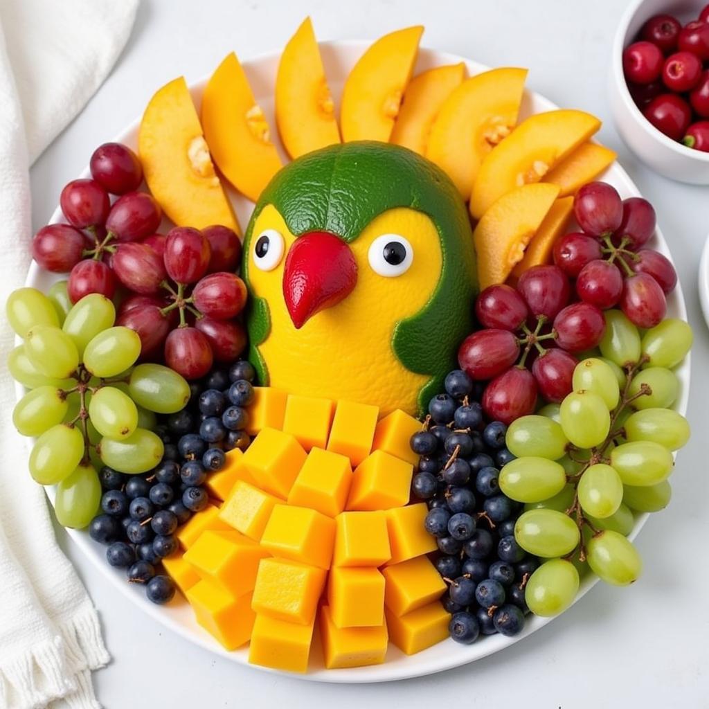 Fruit Platter Arranged as a Colorful Bird