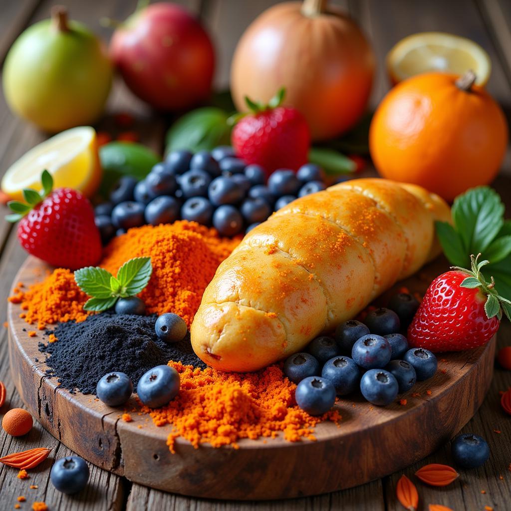 Colorful furdunkin ingredients displayed on a table