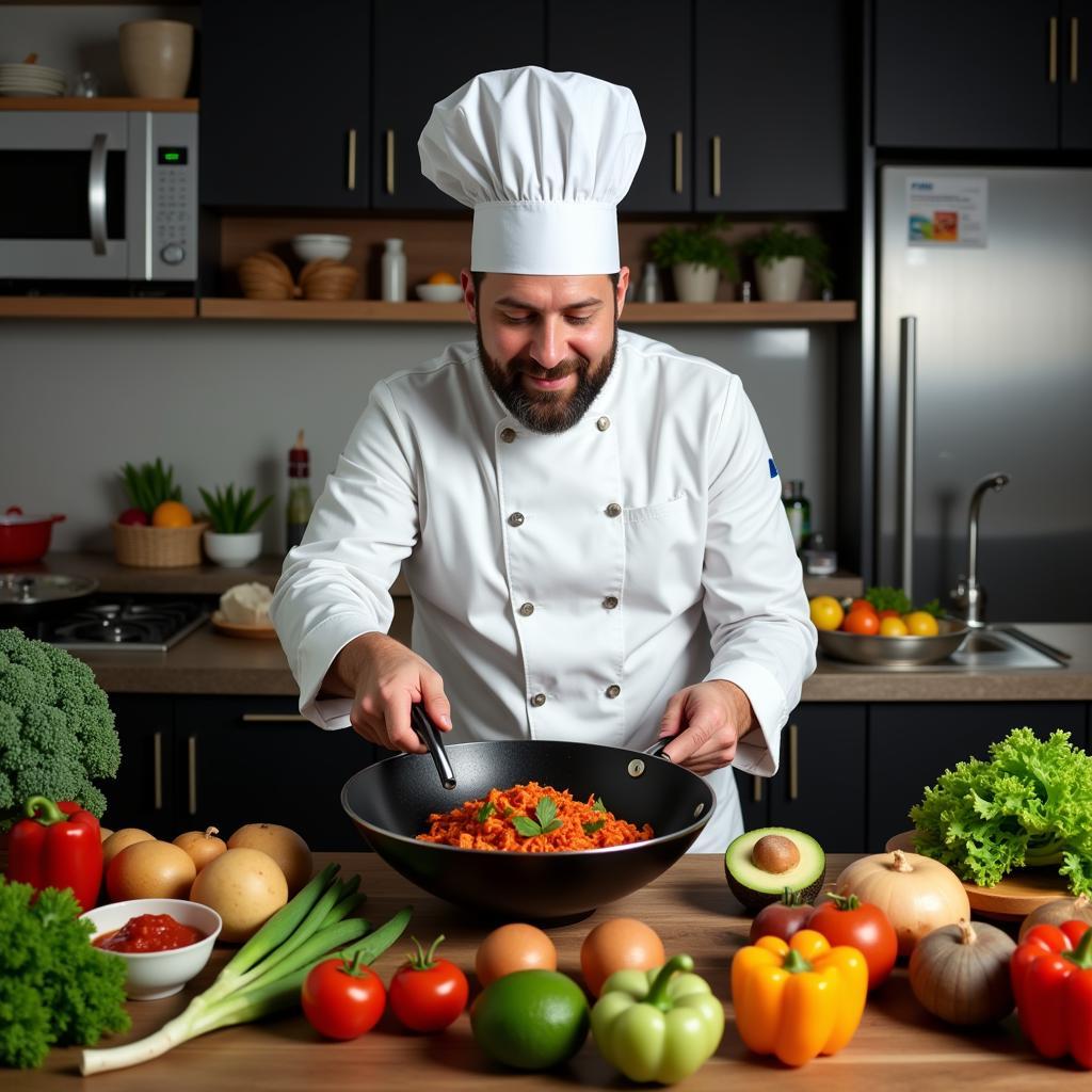 A Fusion Cuisine Chef At Work