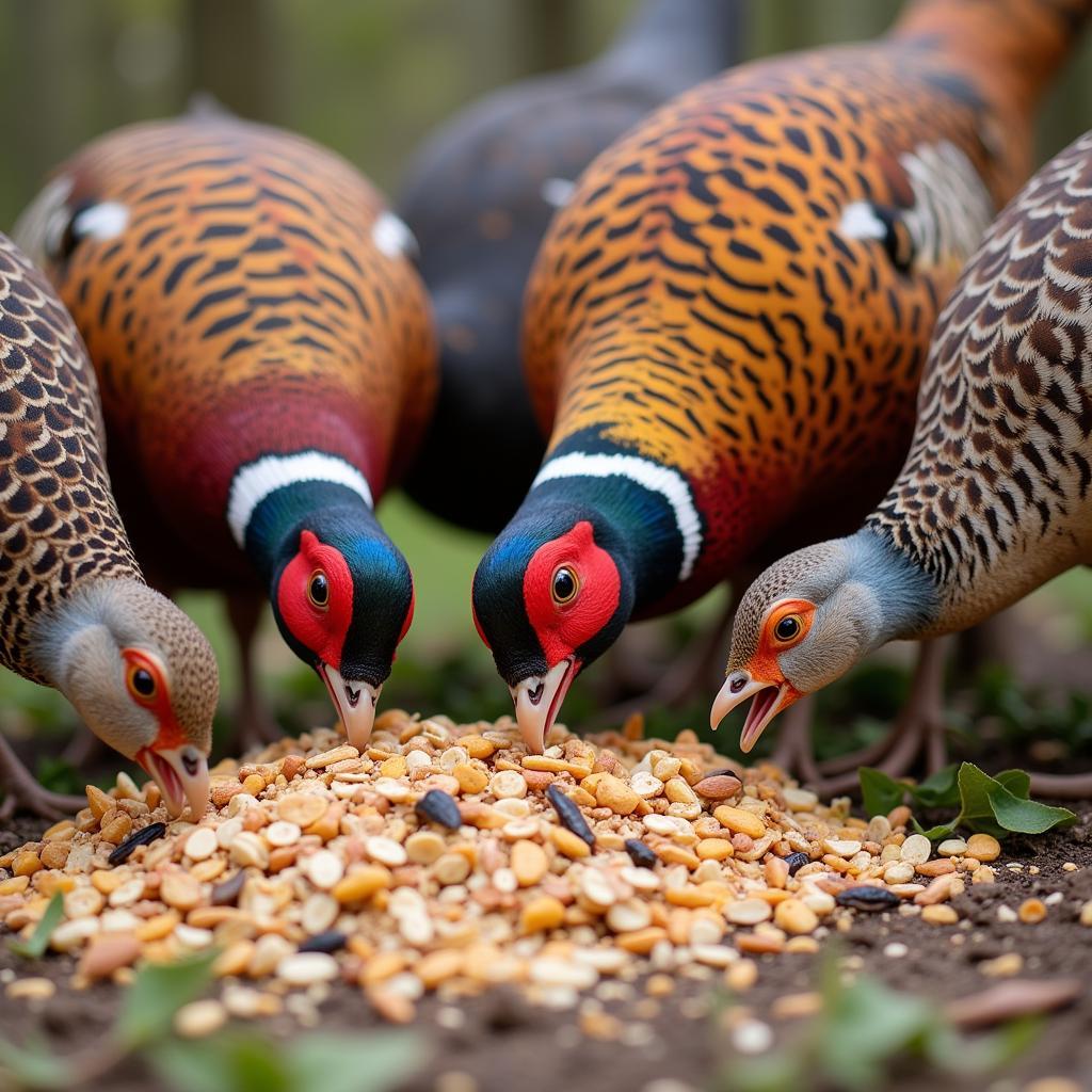 Game Birds Enjoying a Nutritious Meal