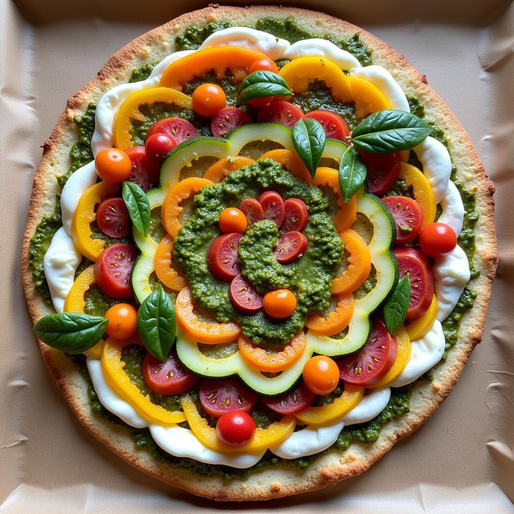 Green pizza with vegetables