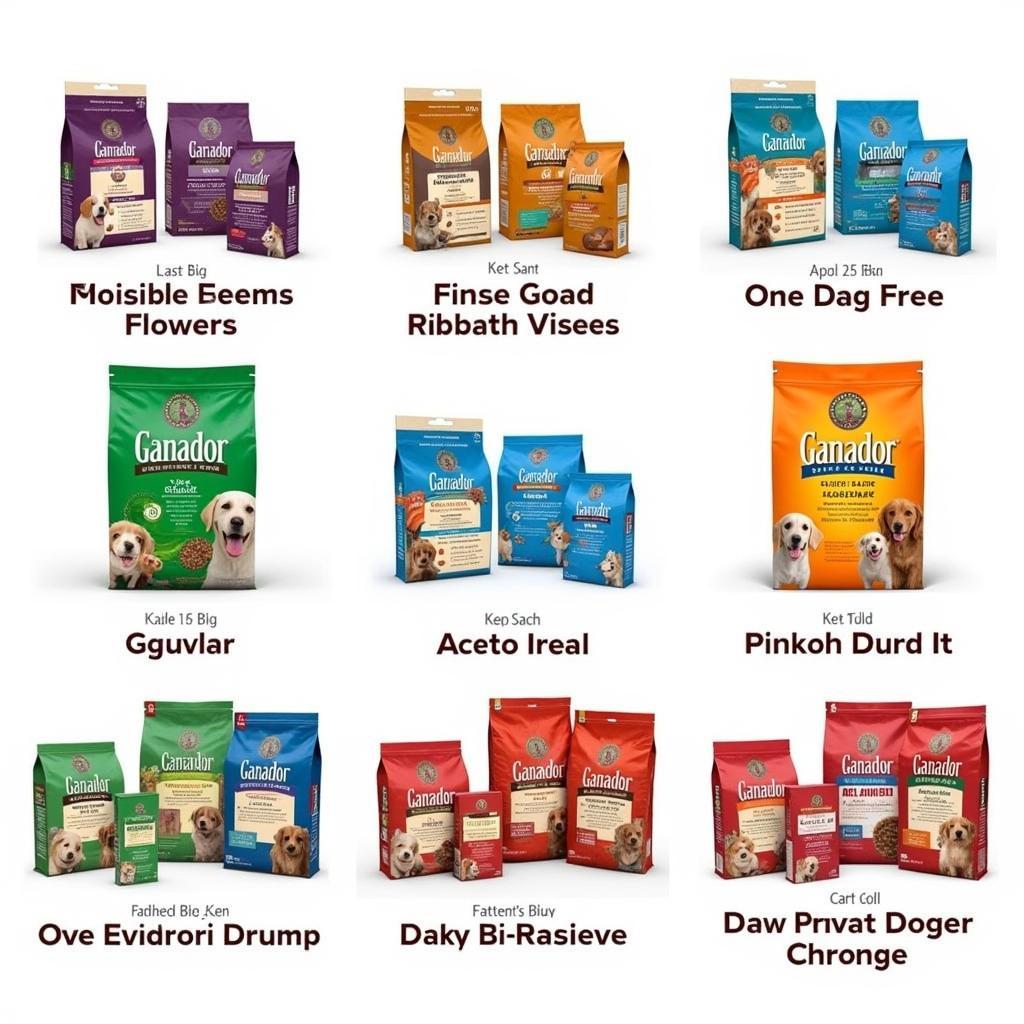 Ganador Dog Food Product Lineup