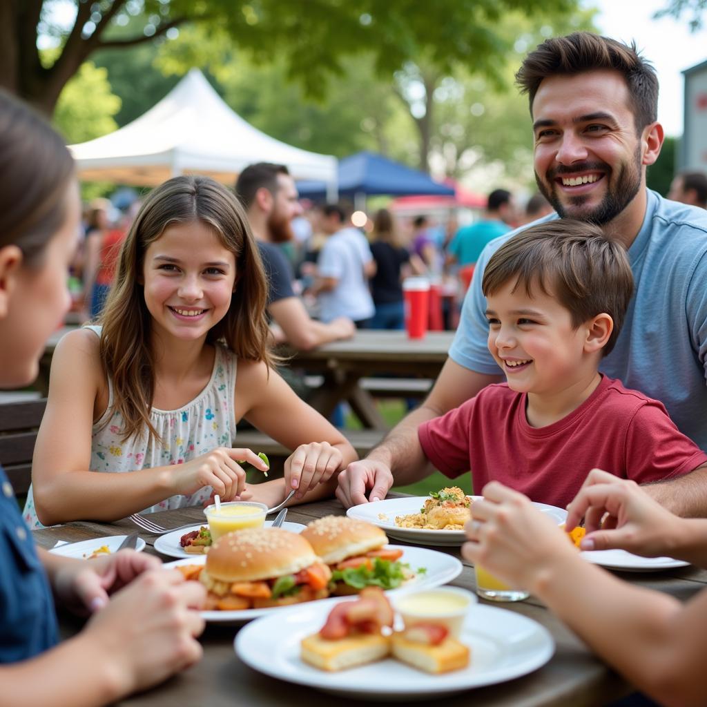 Family enjoying food at the Gardner Food Truck Festival