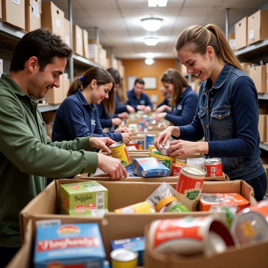 Volunteers at Garrard Chapel Food Pantry sort and organize donations