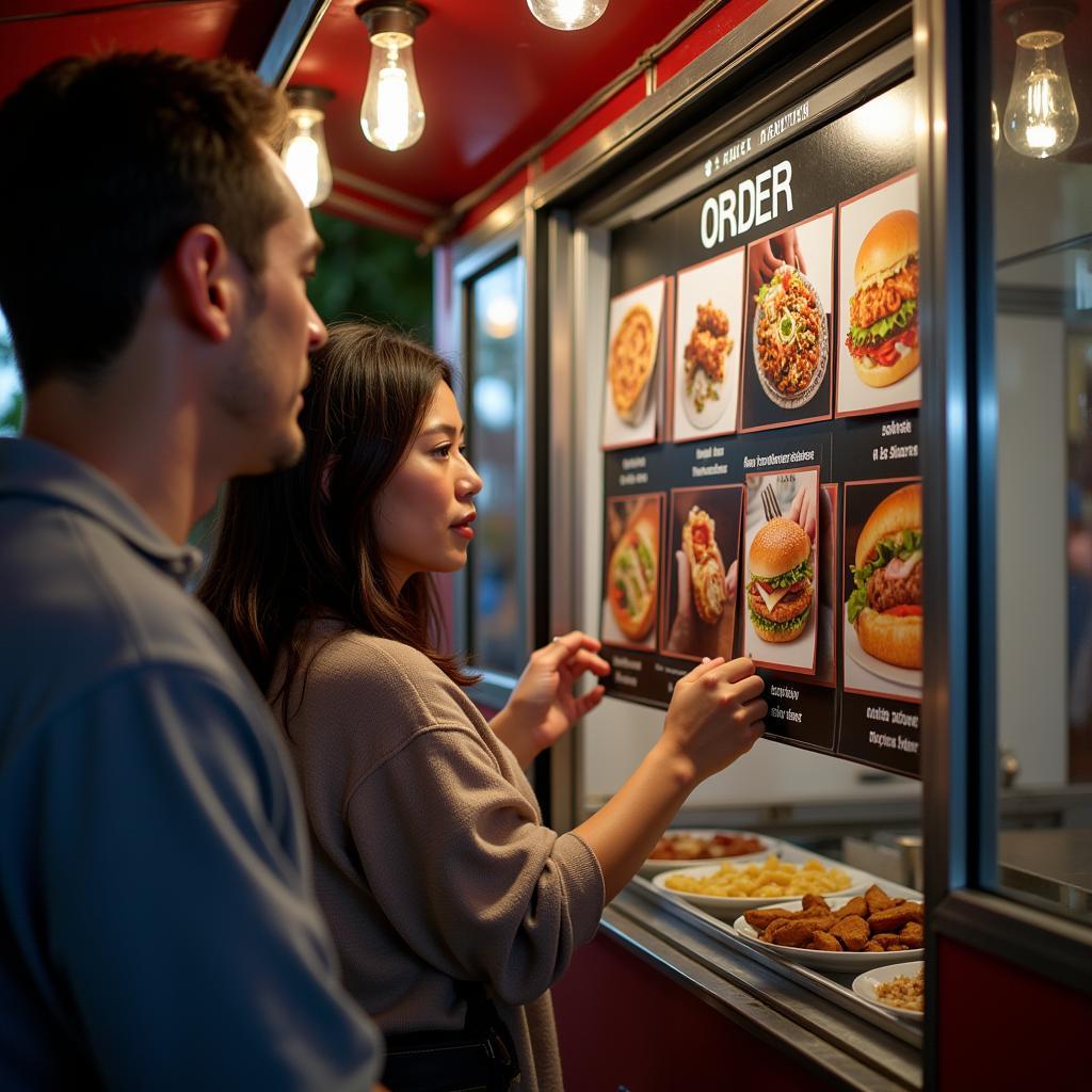 People ordering at a food truck order window in Georgia