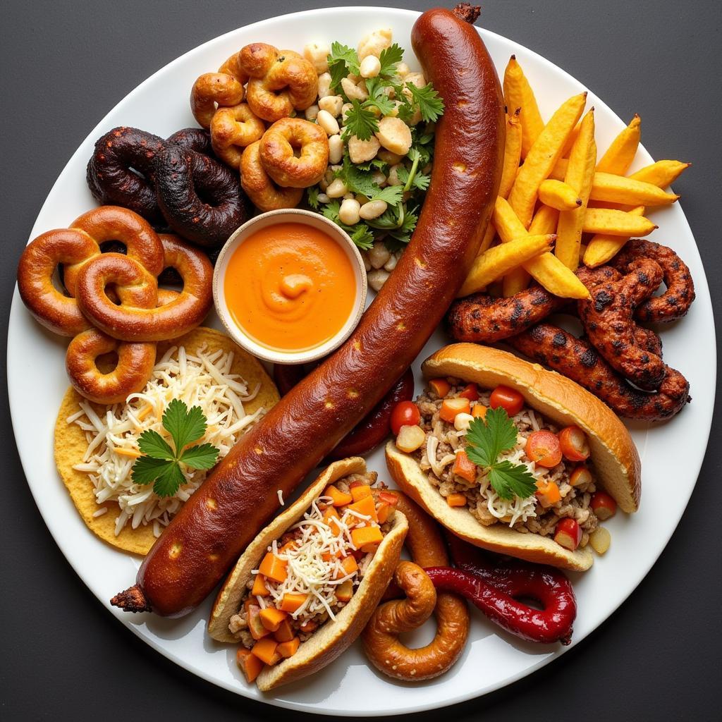 A platter of German Mexican fusion food