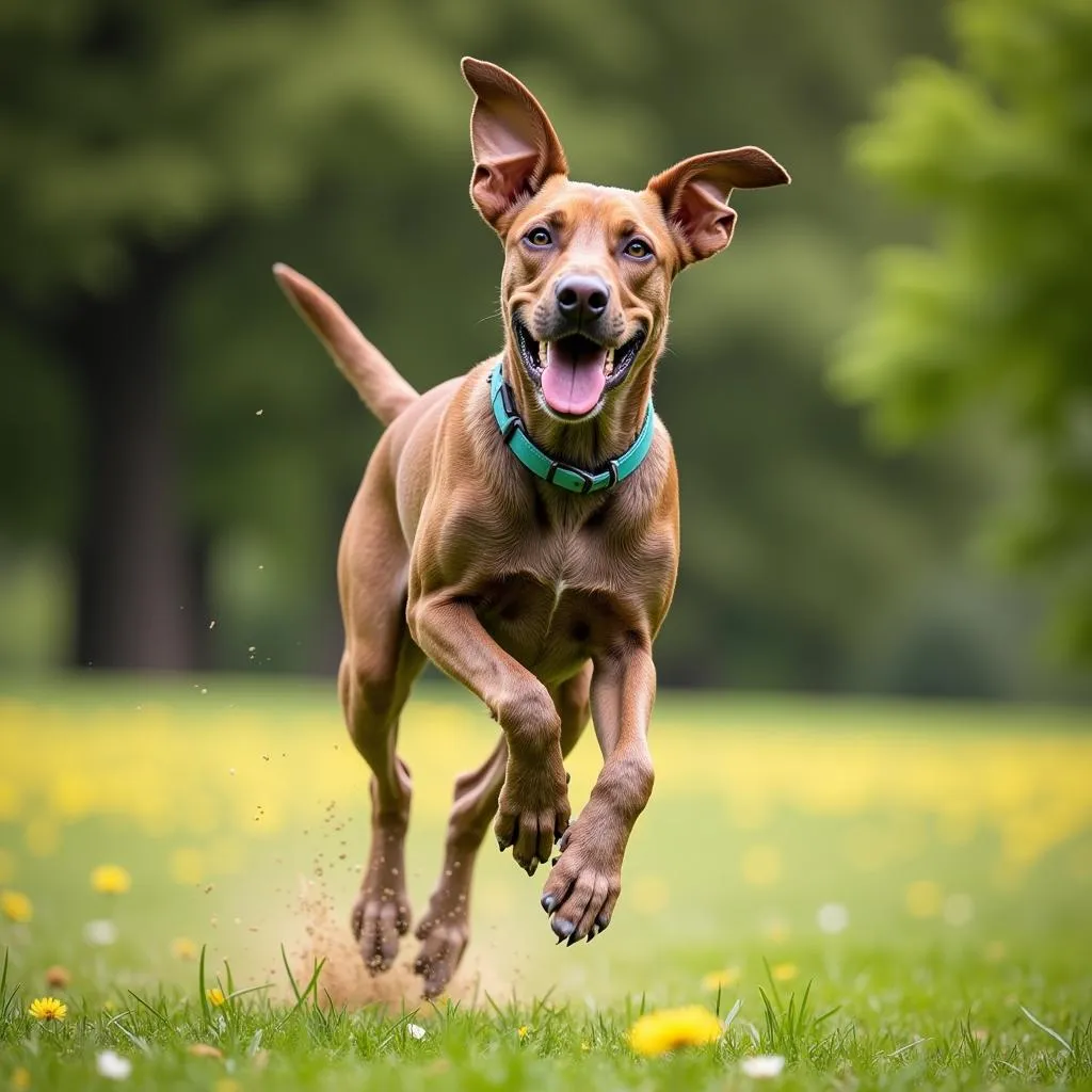 German Shorthaired Pointer running in a field