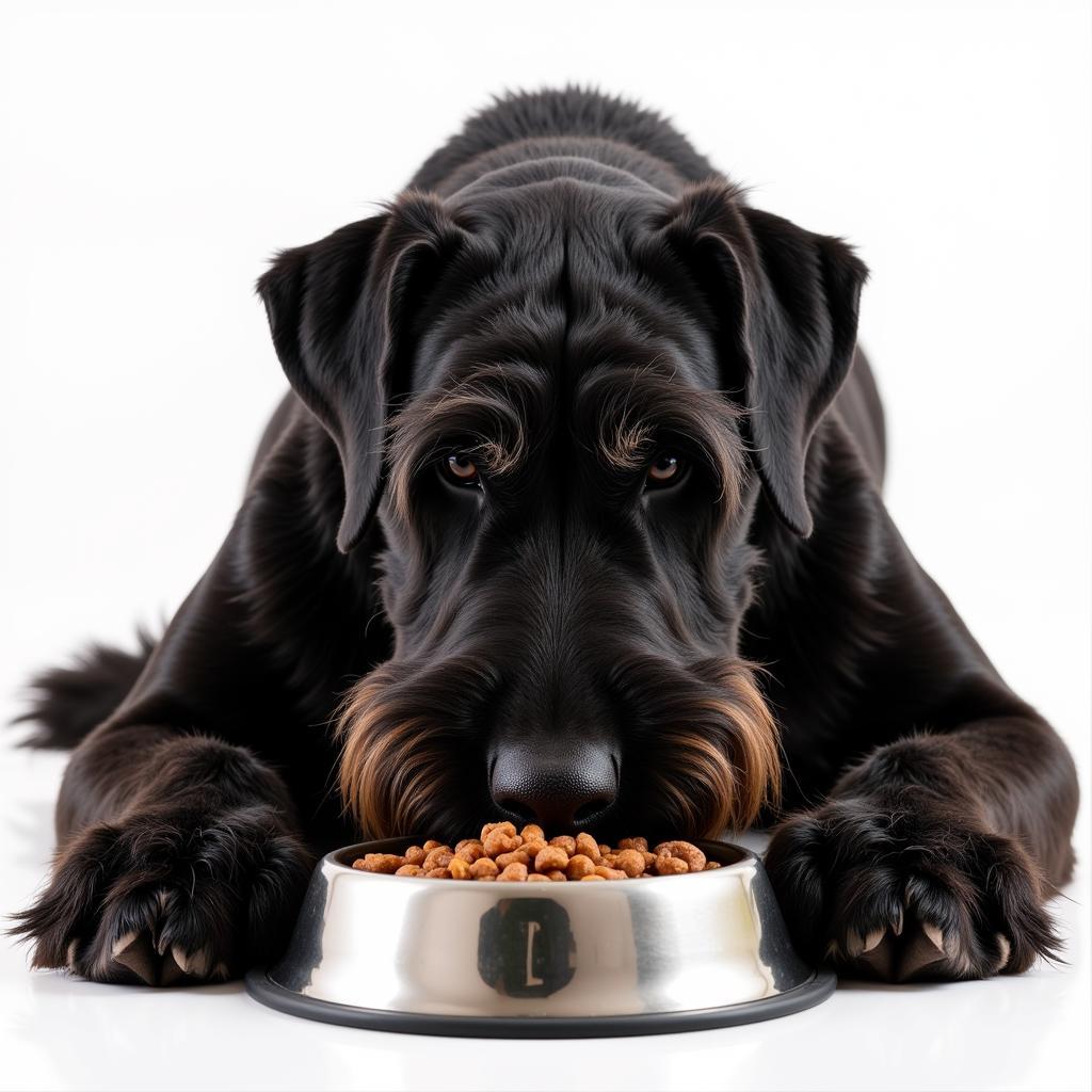 Giant Schnauzer Enjoying Meal