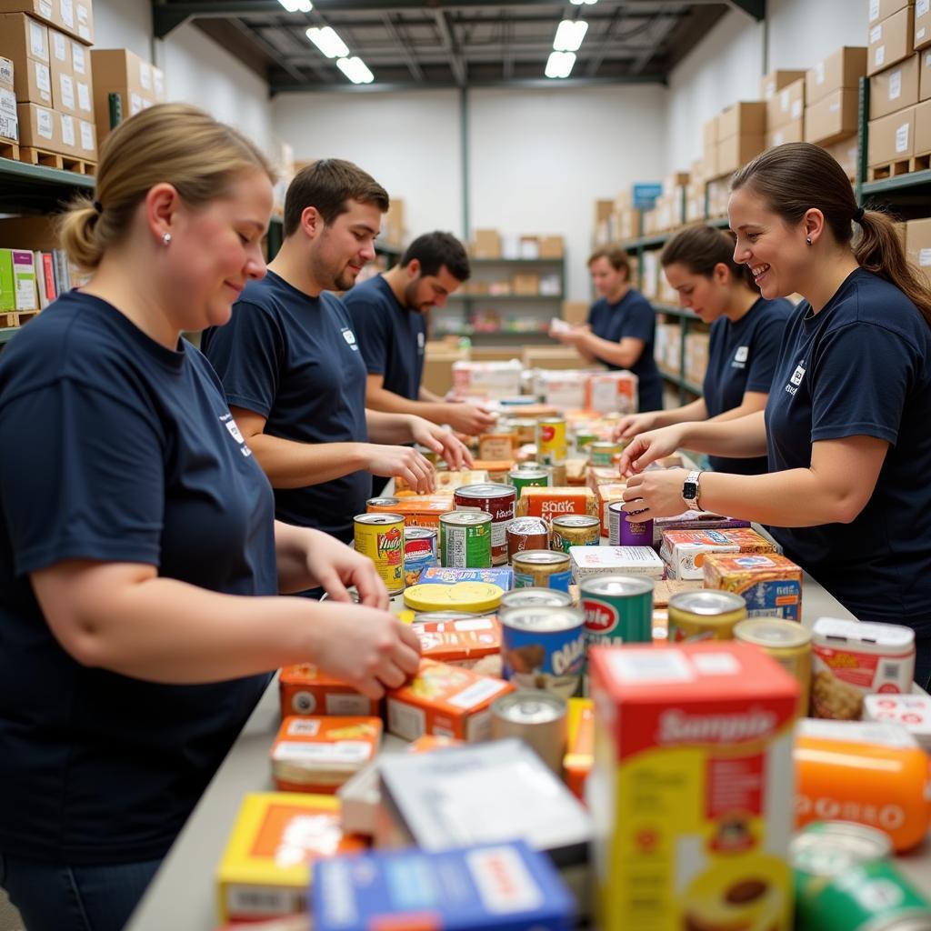 Volunteers at the Glendale Food Shelf organizing donations.