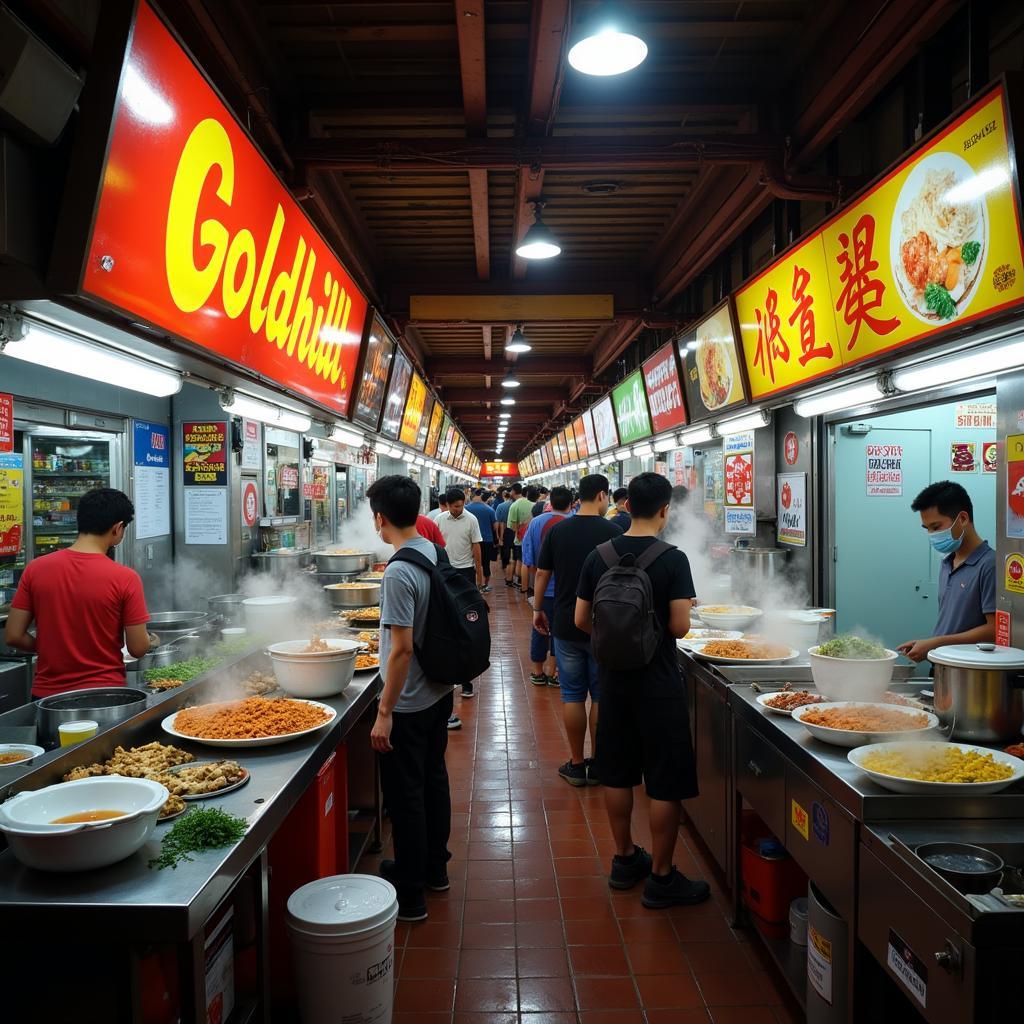 Vibrant Goldhill Hawker Centre Food Stalls