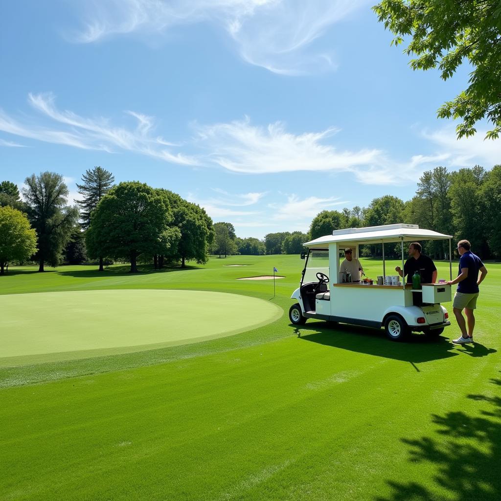 Golf cart food cart serving golfers on the course