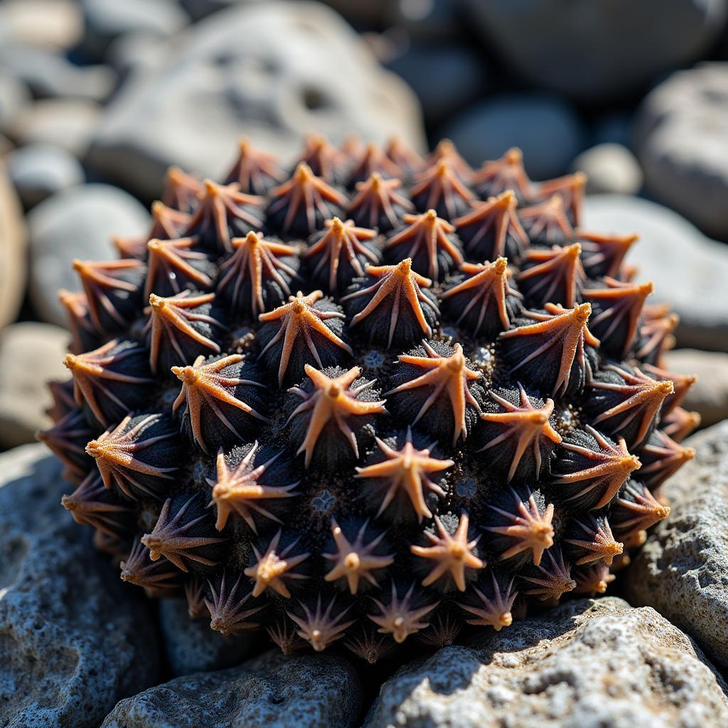 Freshly harvested goose barnacles clinging to coastal rocks