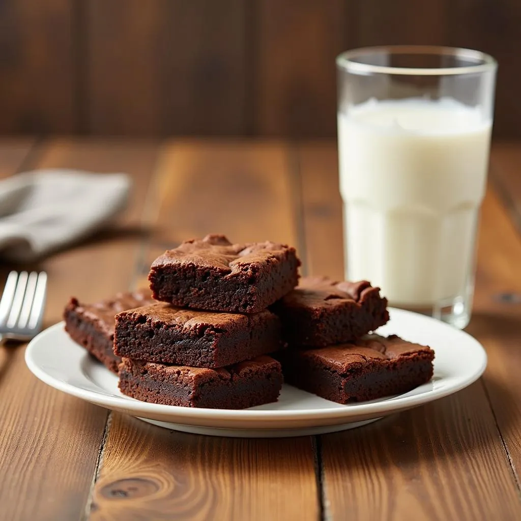 A Plate of Gordon Foods Brownies Paired with a Glass of Milk