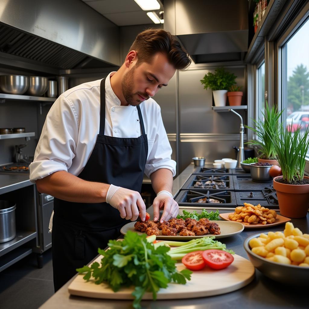 Grand Blanc Food Truck Chef Preparing Food